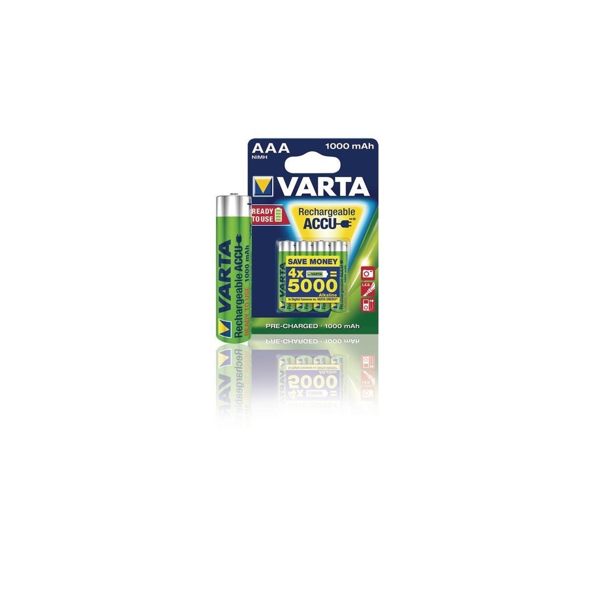 Varta Oppladbare Ni-MH batteri AAA | 1.2 V DC | 1000 mAh | Forhånds ladet | 2-Blisterkort