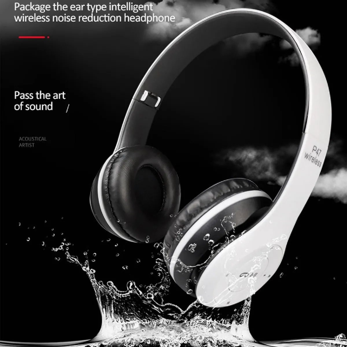 Universal Casque Bluetooth Musique Pliable Blanc