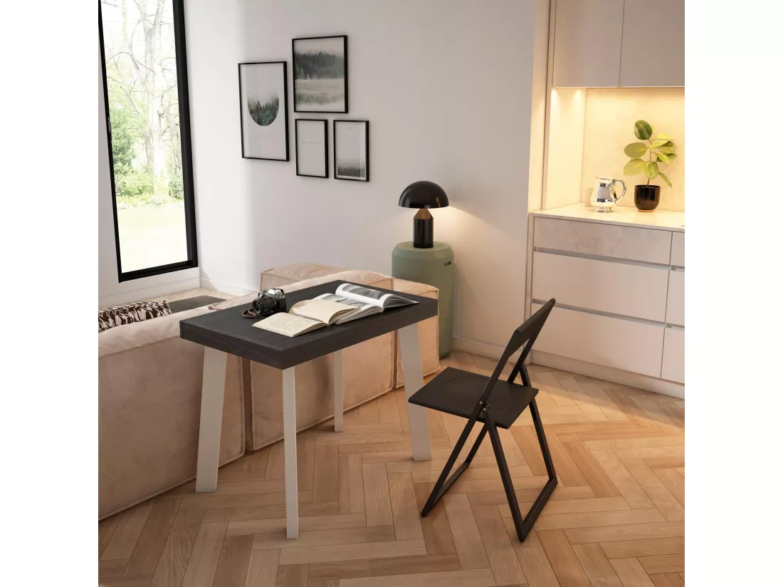 Table console extensible, 260, Pour 12 personnes, Pieds en bois