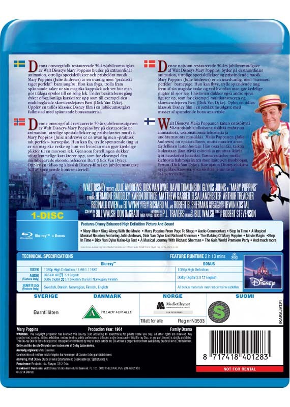 Mary Poppins - 50-Års Jubilæumsudgave (Blu-Ray)