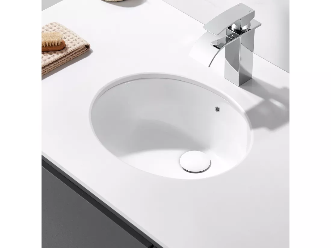 Auralum max Bonde Lavabo avec Trop Plein,Bonde Lavabo Salle Bain avec Couvercle Céramique,avec Filtre Anti-Clogging,Universelle Standard-G 1 ¼, Blanc