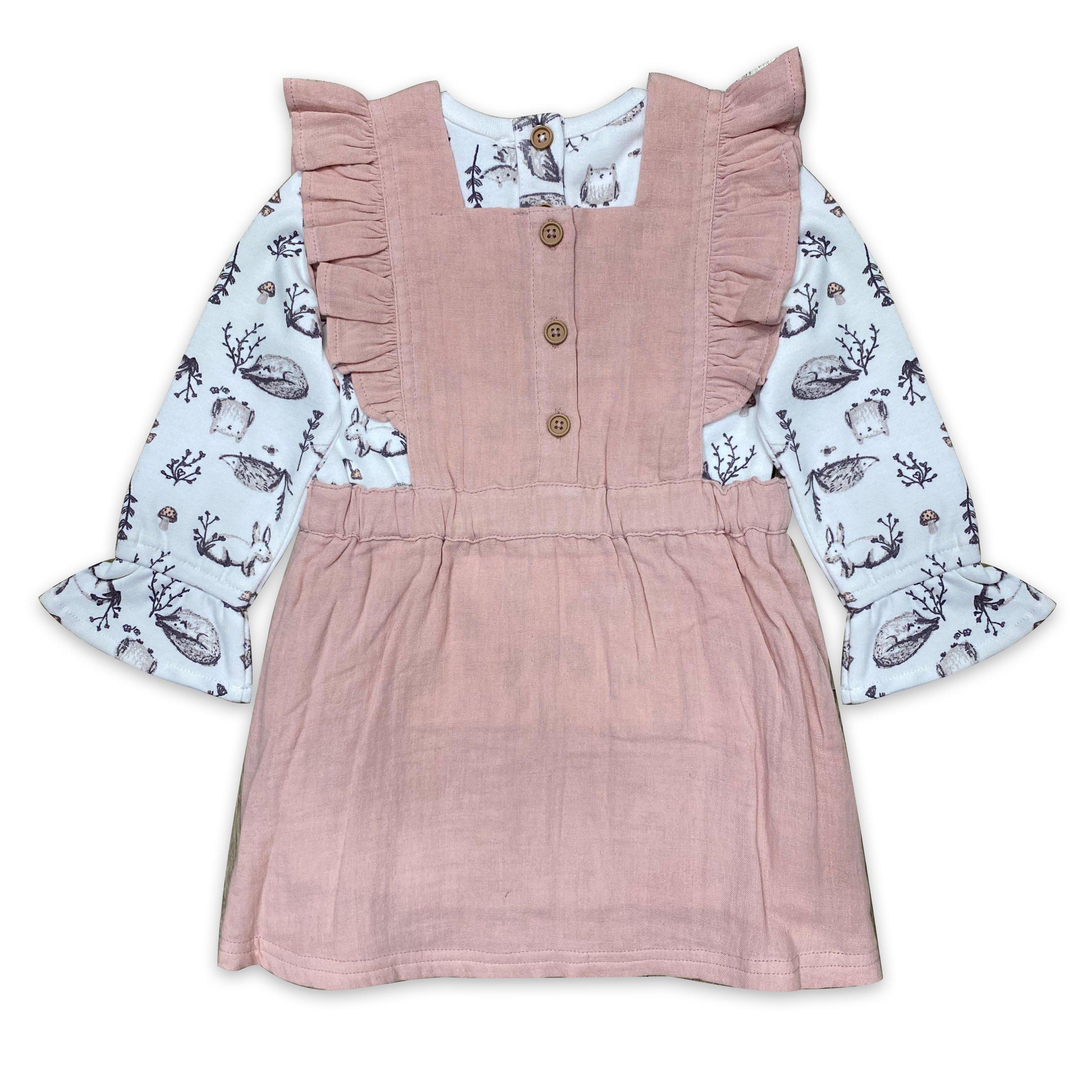 Hello World Pinafore Dress Babies