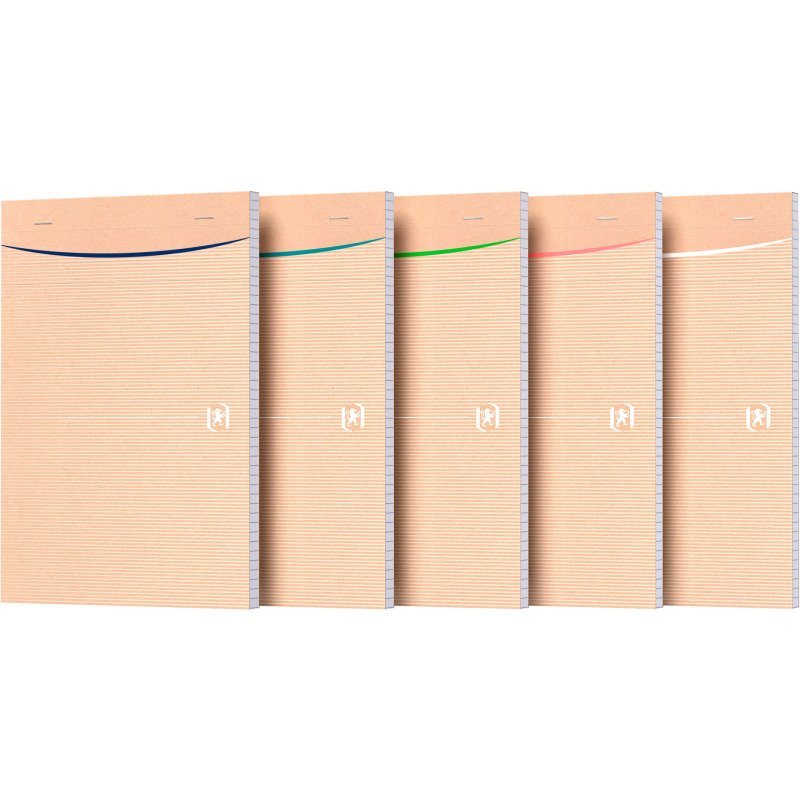 Bloc de bureau recyclé Touareg Oxford A5 14,8 x 21 cm agrafé- 5 x 5 - 80 feuilles