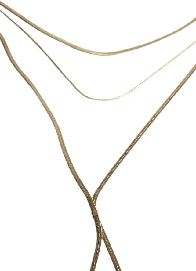 MANGO Long triple necklace Gold