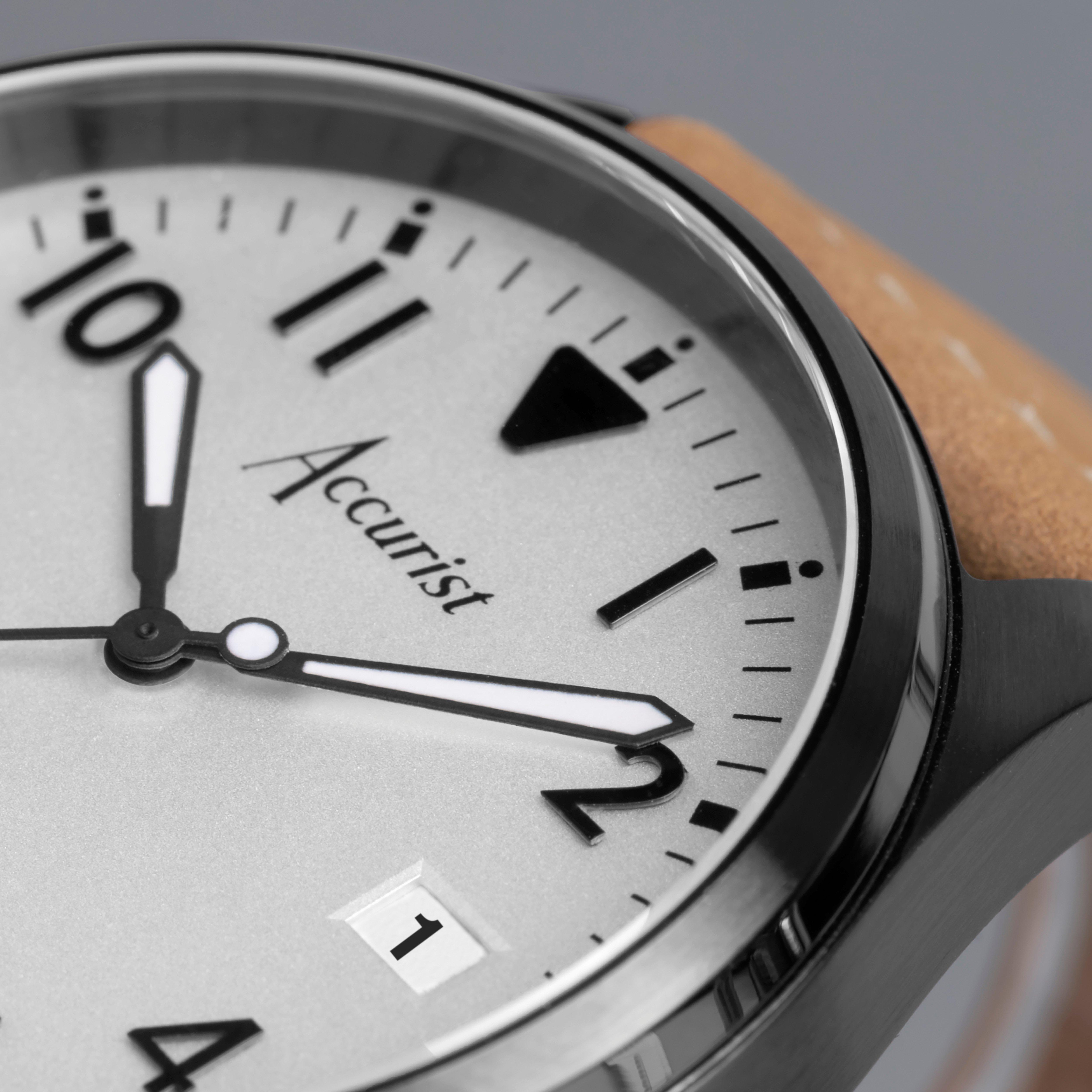 Accurist Aviation Mens Stainless Steel Classic Analogue Quartz Watch