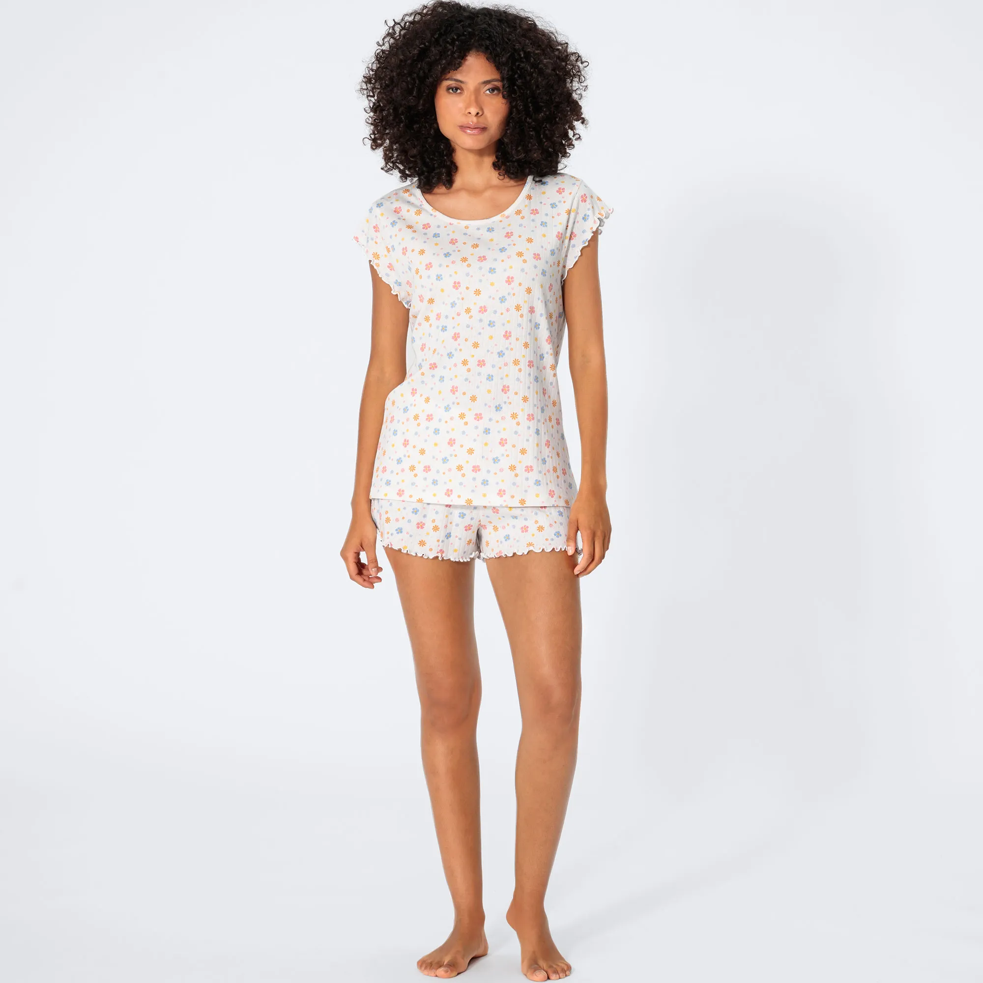 Damen-Shorty mit Blümchen-Muster, 2-teilig