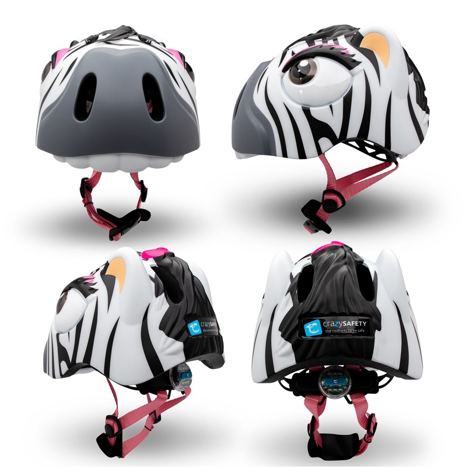 Crazy Safety - Cykelhjelm til børn - Hvid Zebra (49-55 cm)