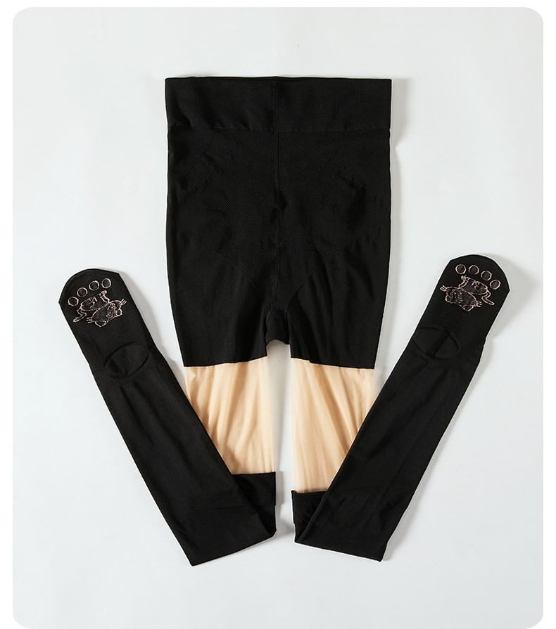 uliaque - Plus Size Mock Two-Piece Two Tone Tights