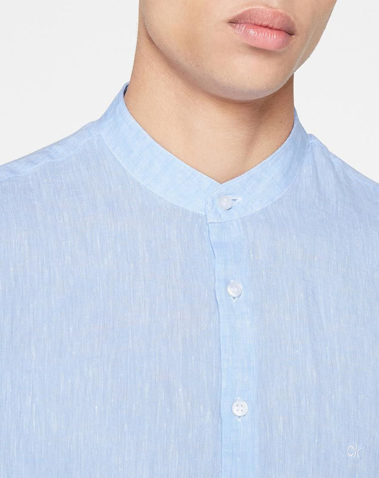 Calvin Klein Chemise slim 100% Lin bleu clair