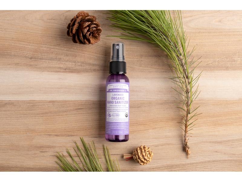 Dr.Bronner's Desinfektionsspray All-One Bio-Lavendel 60 ml Natürliches Händedesinfektionsmittel mit Lavendelöl – Bio und Fair Trade