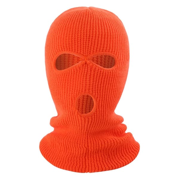Vinter helmaske Tre-hulls Balaclava Strikket hattehals Damask - Fluorescerende Oransje