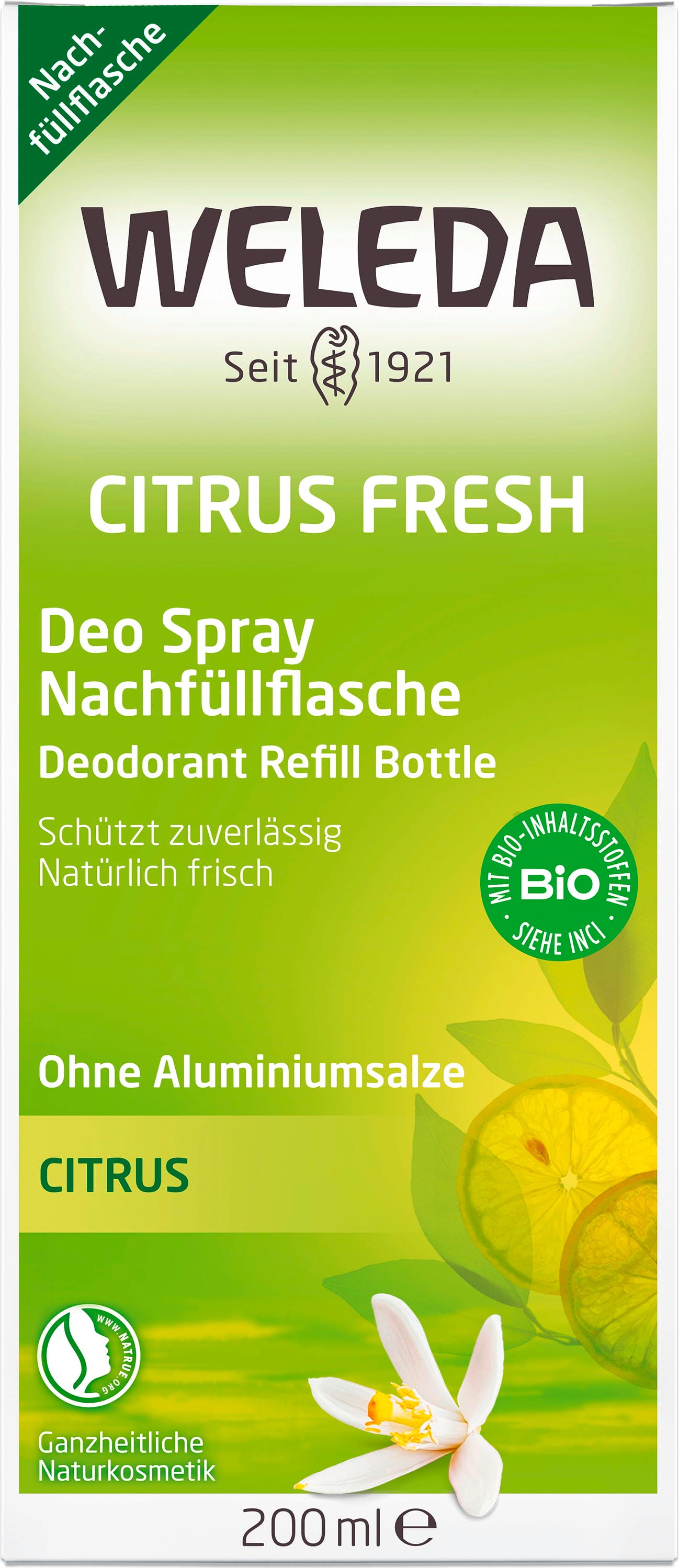 Weleda  Citrus 24h Deo Spray Nachfüller, 200 ml Nachfüllflasche