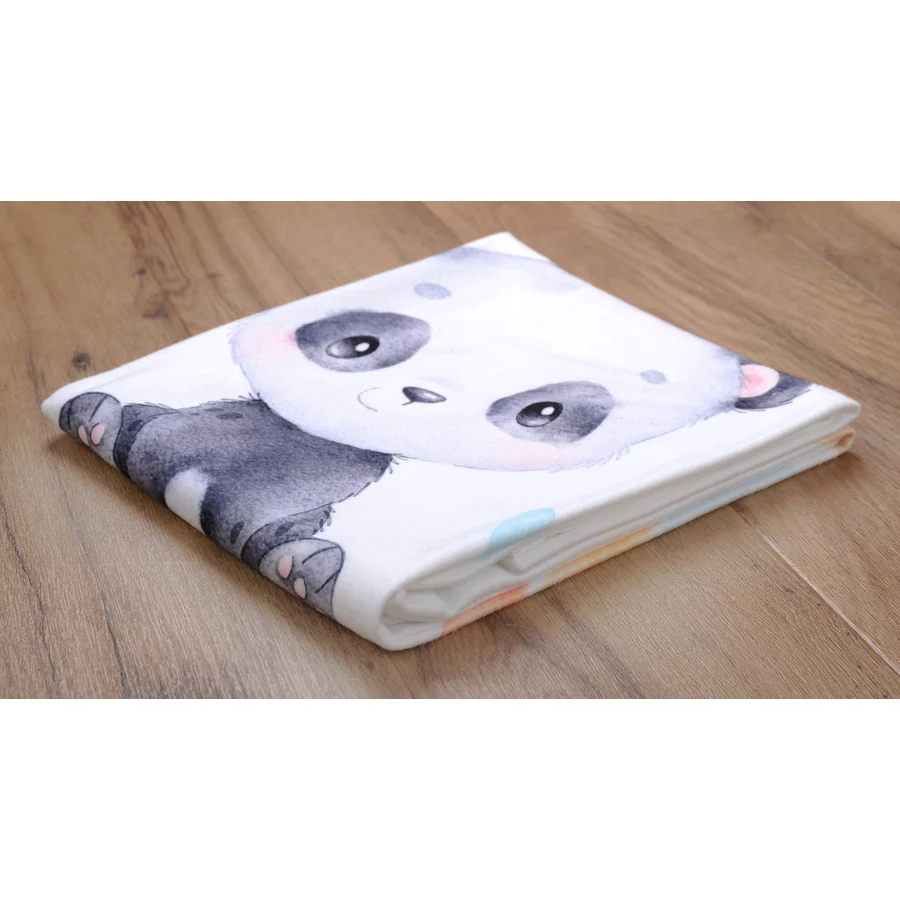 babybest® Microfaser-Flauschdecke Regenbogen Panda 75 x 100 cm