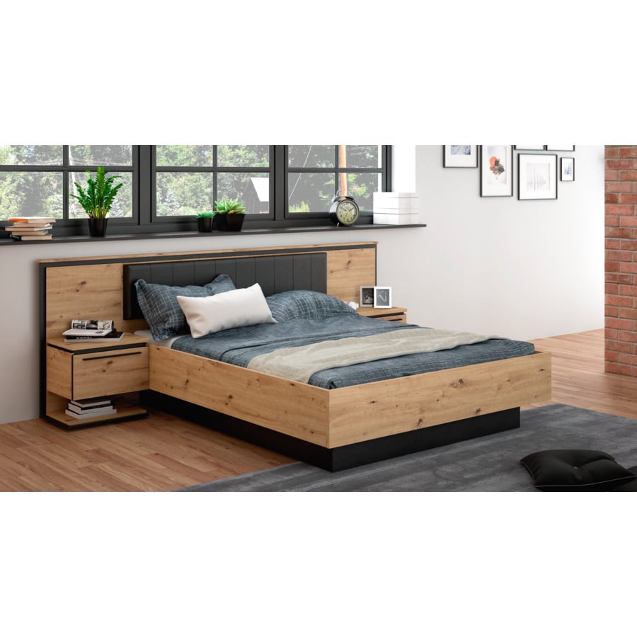 Schrank Juwel Dekor Eiche Artisan schwarz 280 x 215 x 62 cm, mit Spiegel