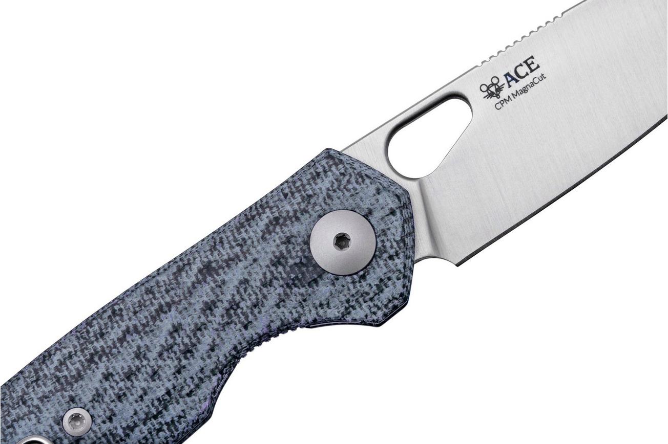 GiantMouse ACE REO Denim Micarta Satin Magnacut, zakmes