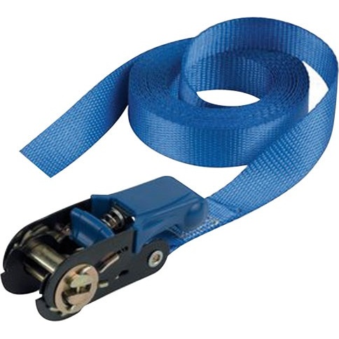 Sangle d'arrimage à cliquet - sans crochet - L : 5 m - l : 25 mm - bleu