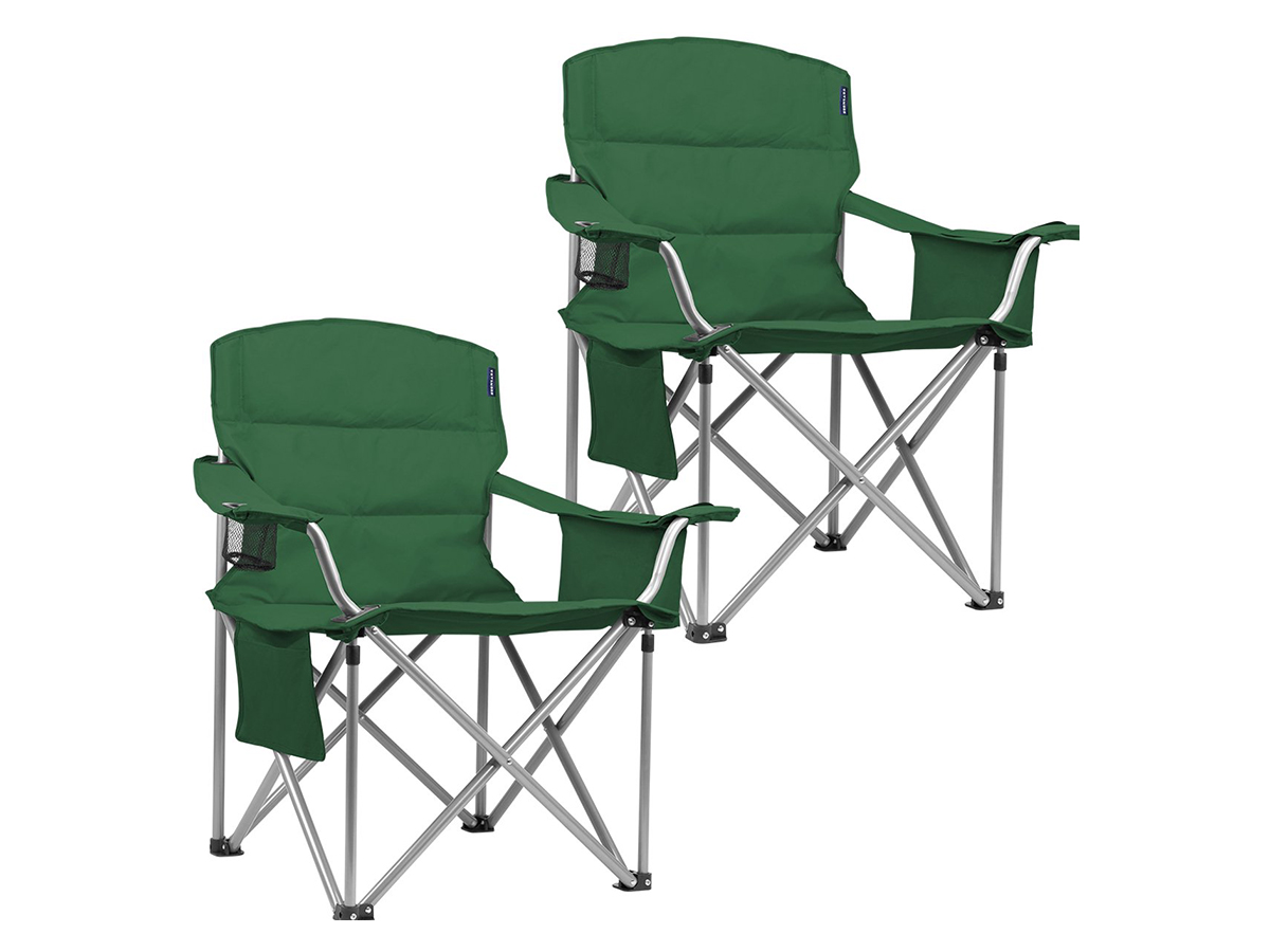 TRVLMORE XL Green vouwstoel met koelvak - Set van 2
