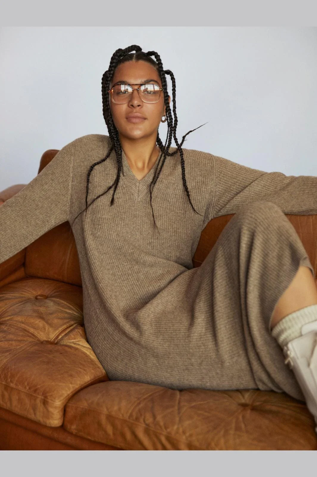 Object Objmalena L/S Knit Dress 3941896 fossil melange