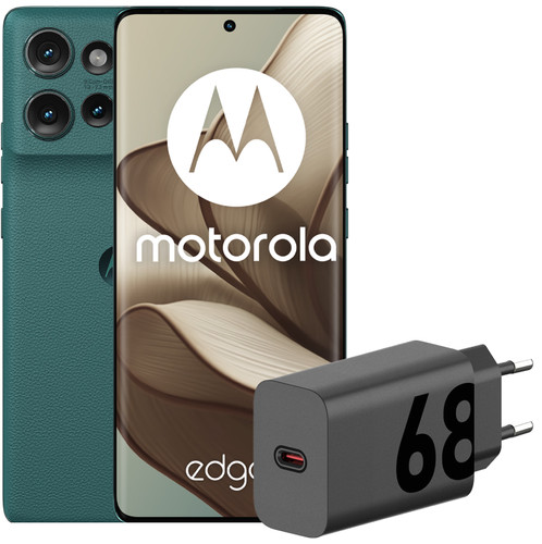 Motorola Edge 50 512GB Groen 5G + Motorola Oplader 68W Zwart + Usb C Kabel 1m Zwart