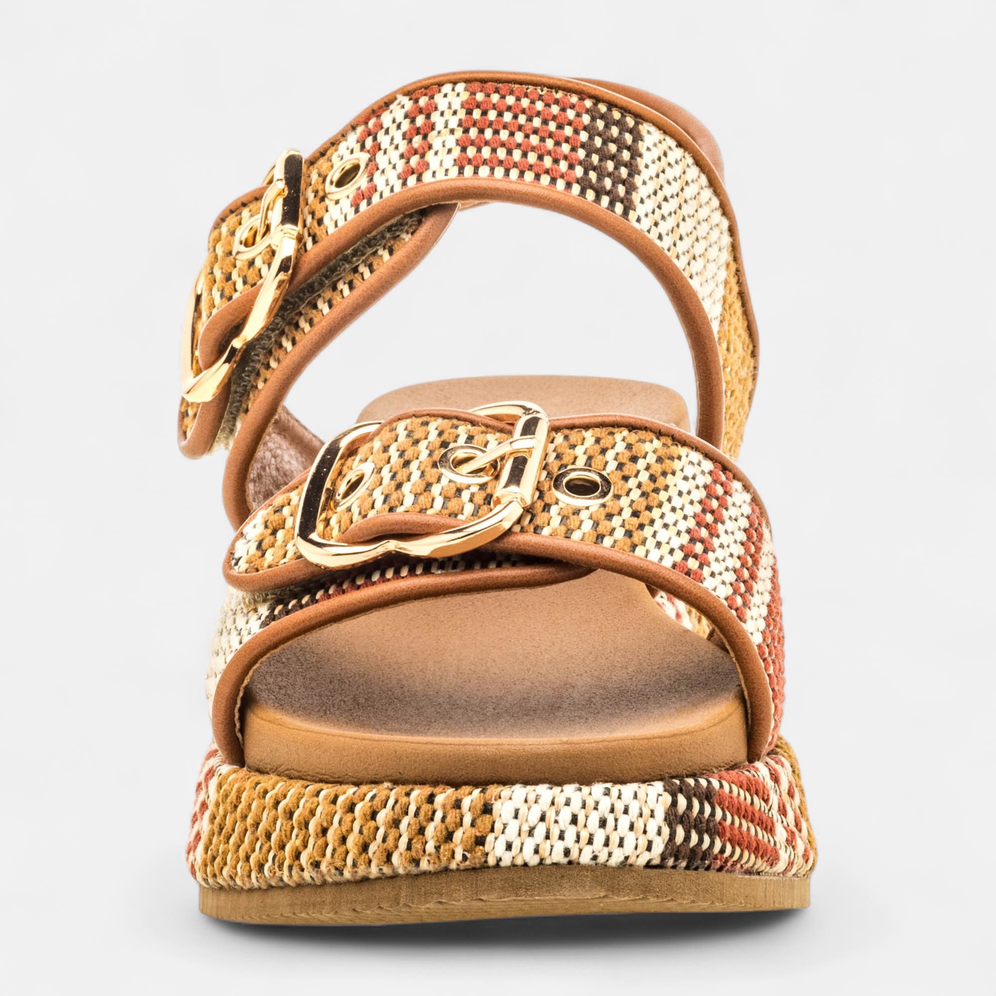 Sandales à talon compensé Femme cognac