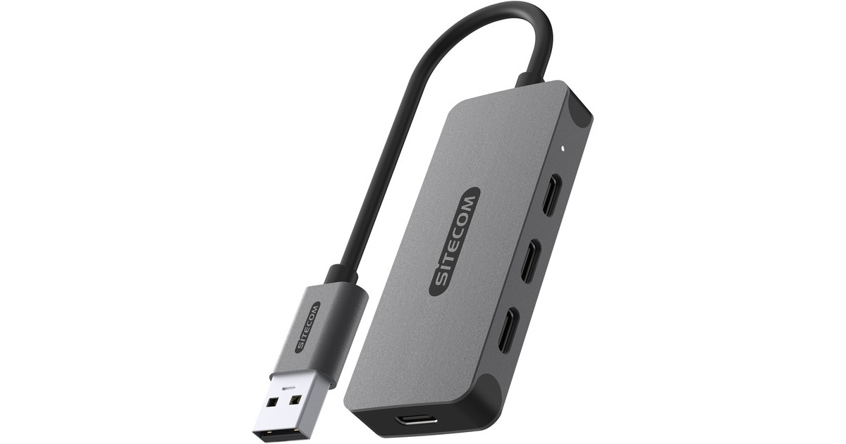 SitecomUSB-A naar 4x USB-C usb-hub  (Grijs)