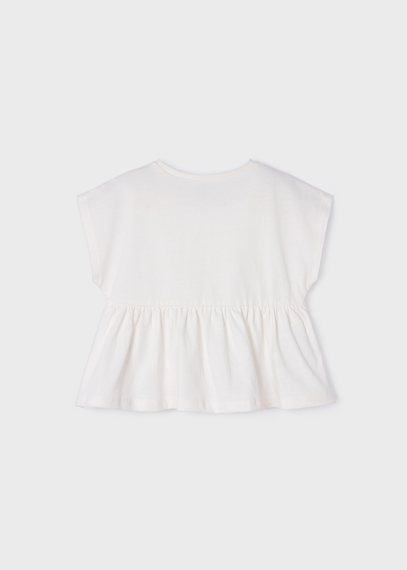 Camiseta de manga curta com bordado em algodão sustentável para meninas