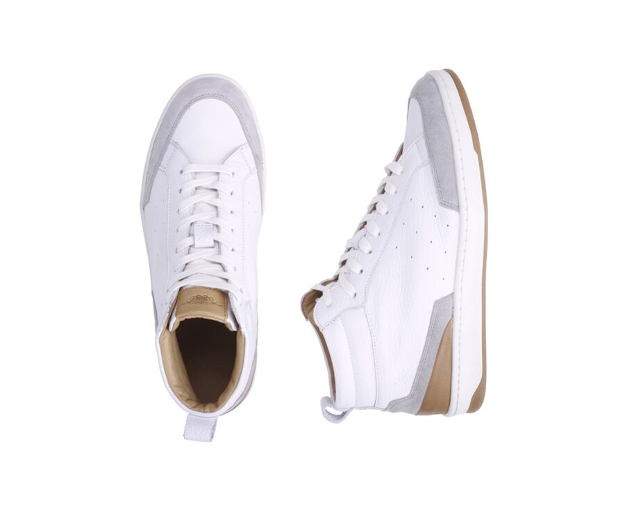 Sneakers homme cuir Blanc grainé - HALLORA