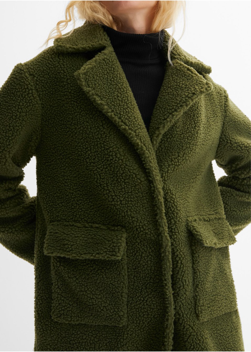 Manteau en maille peluche avec poches