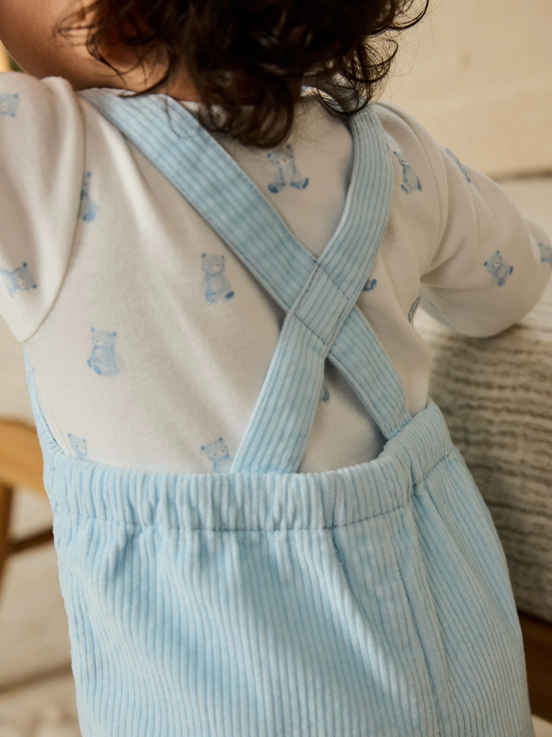 Blauw met beren - Babyset van tuinbroek en rompertje (0mnd-2jr)