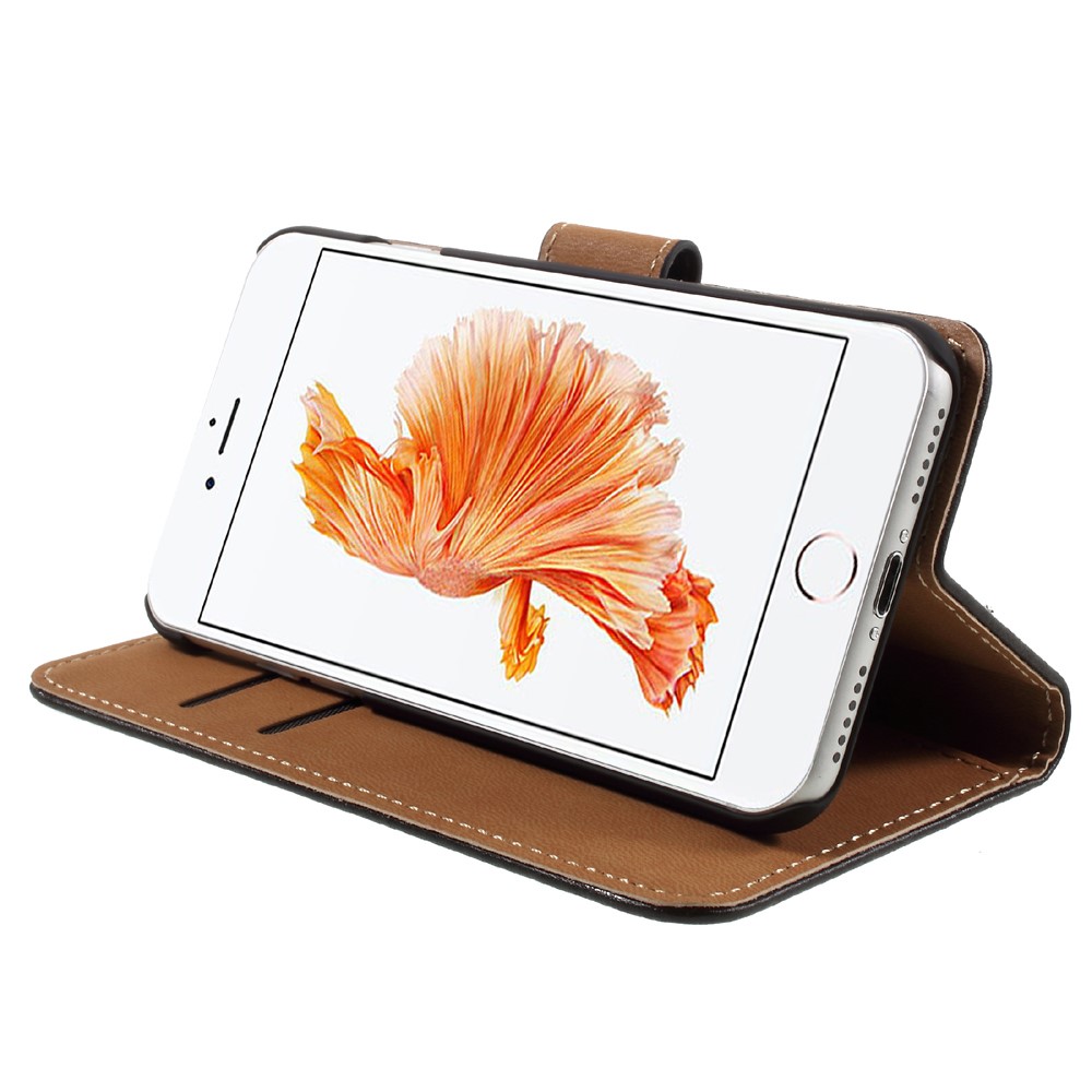iPhone SE (2022/2020) / 8 / 7 Echtleder Tasche Flip Cover mit Karten Etui - Schwarz