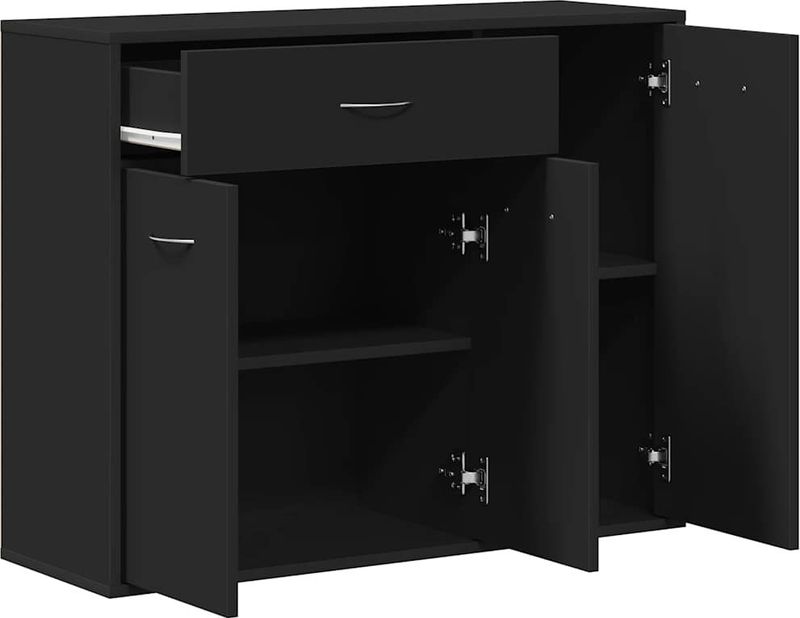 vidaXL - Dressoir - Zwart - Bewerkt Hout - 1 Lade 3 Deuren