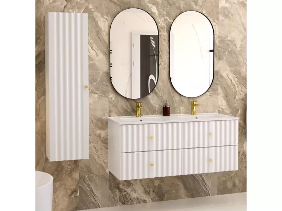 Meuble double vasque encastrée 120cm Izae Blanc