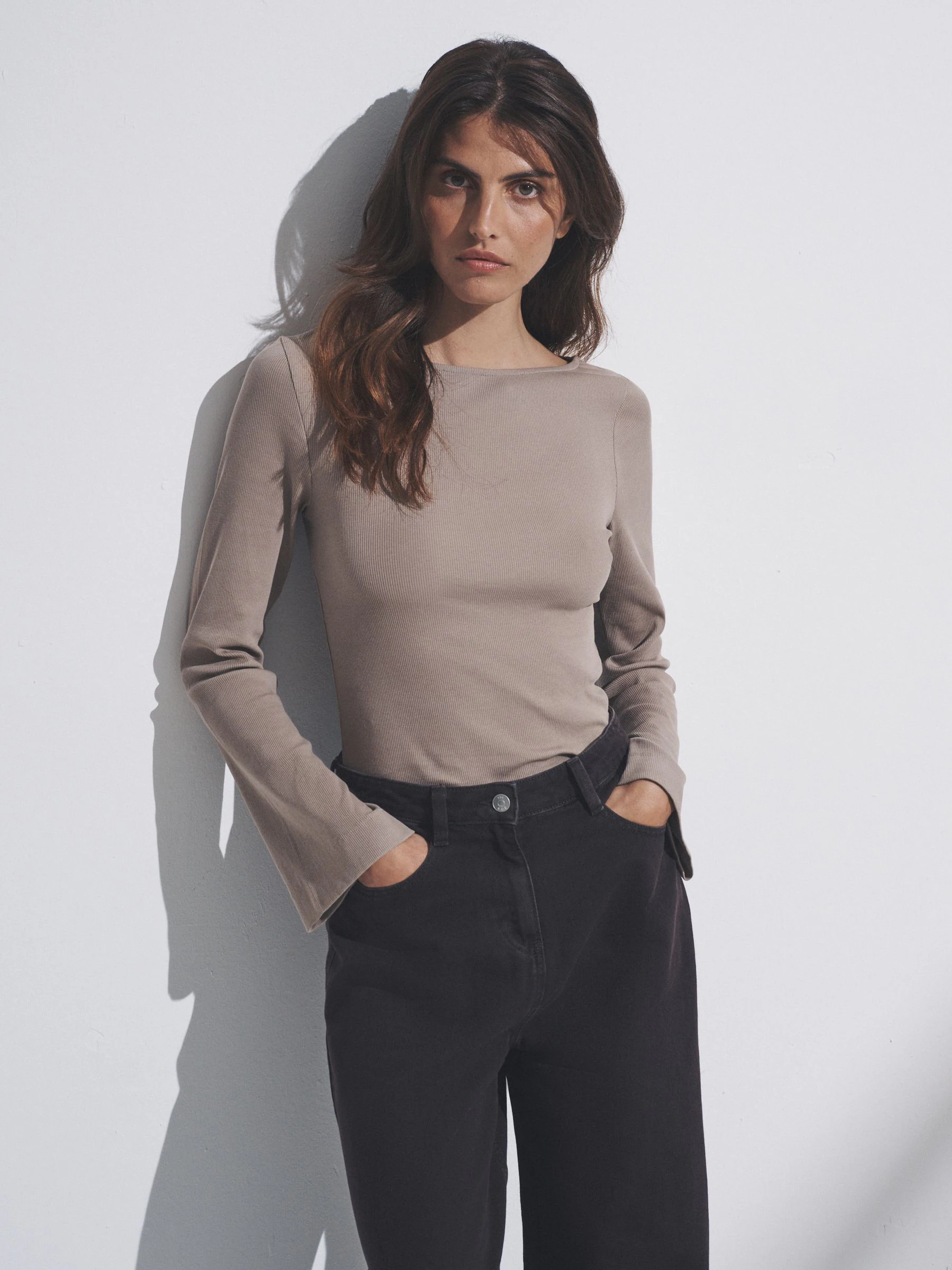 Zwart/chocoladebruin/neutraal - The Set 3 Pack Ribbed Flare Sleeve T-Shirts