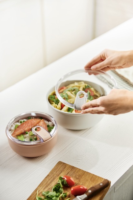 (2er Set) ELA Frischhalte Dose Auslaufsichere Lunch Box Aufbewahrungs Behälter mit Deckel (1057499999) - Meadow Rose / Mistletoe White