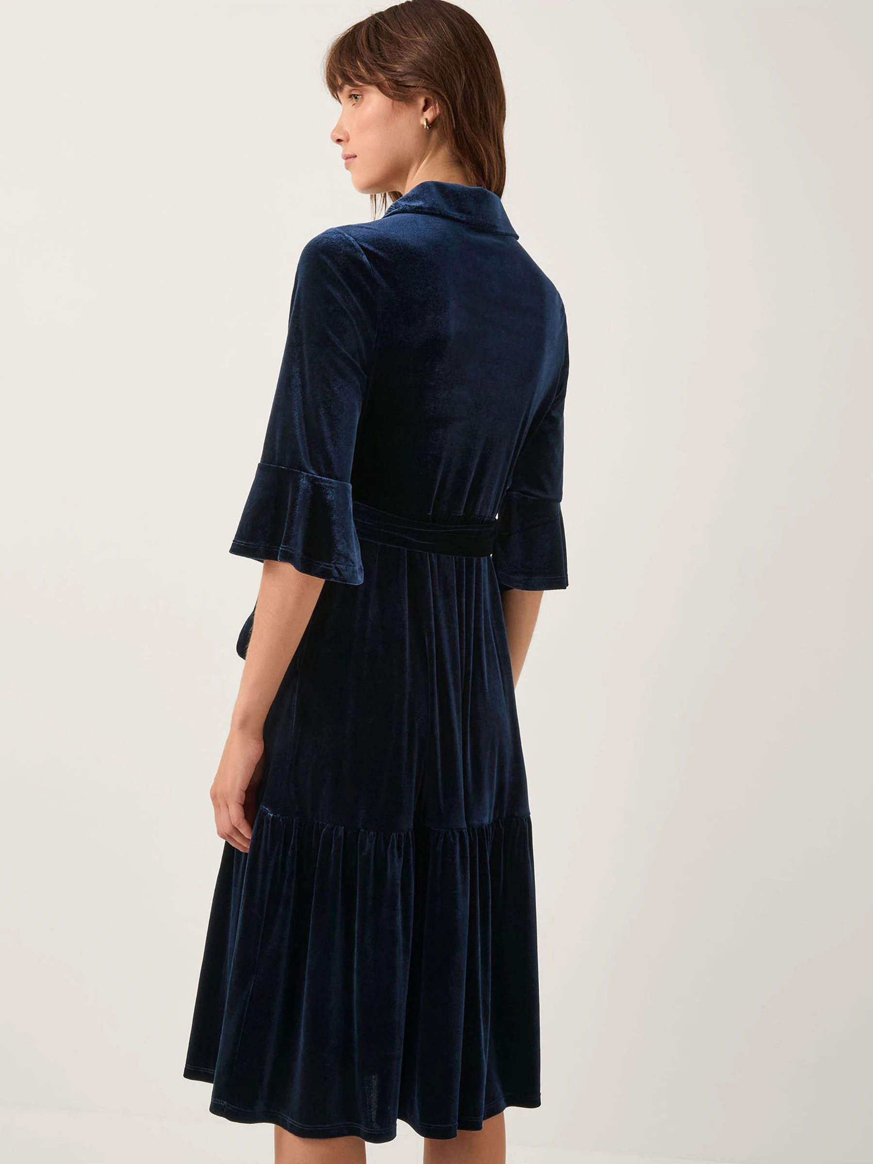 Monsoon Tanya Velvet Midi Shirt Dress