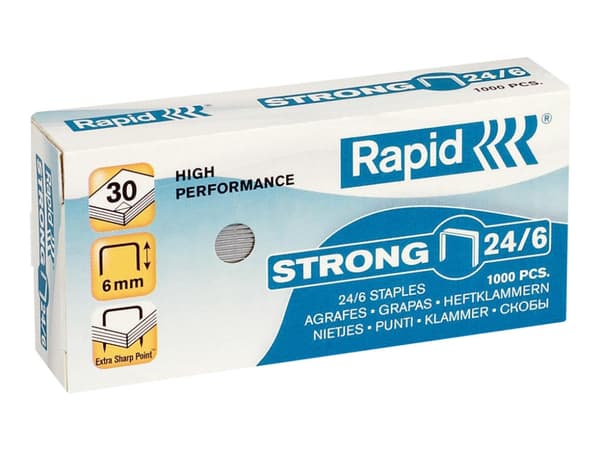 Rapid Strong - Stifter - 24/6 - 6 mm - galvanisert stål - pakke av 1000 - for Classic K2, K45; Economy E15, E26; Fashion F18; Fashion StandUP Ultimat