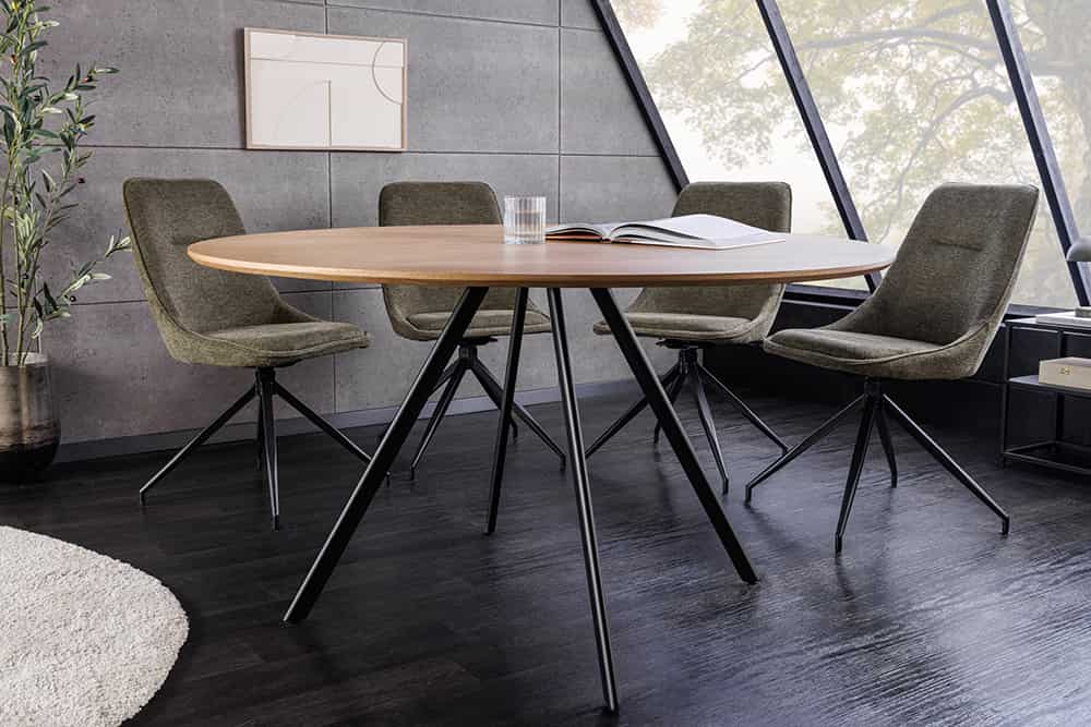 Runder Esstisch ATELIER 120cm natur Eiche schwarz Metall