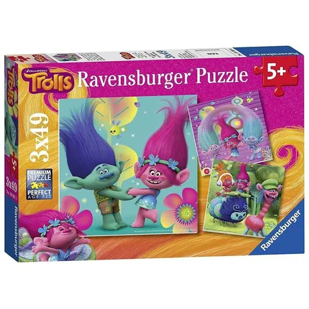 Ravensburger Puzzle Trolls Poppys bunte Welt, 3x49 Teile