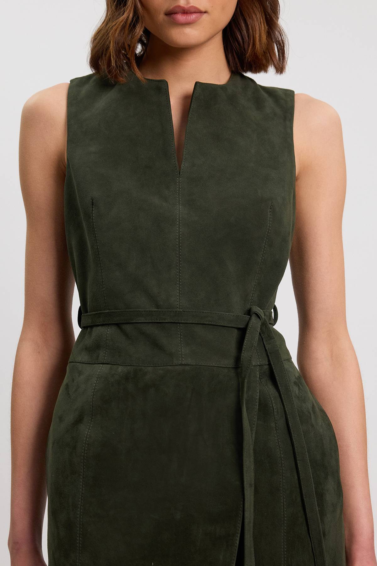 KarenMillen Robe Midi En Daim Avec Ceinture À Nouer