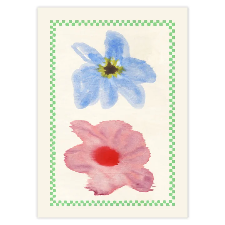 Paper Collective - Flower with Checks 01 Poster, 100 x 140 cm