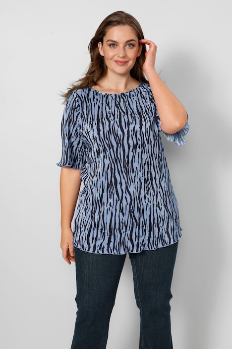 Plisseeshirt mit farbharmonischem Allover Print