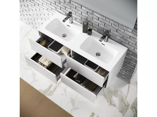 Ensemble de salle de bain double vasque 4 pièces IGEA blanc