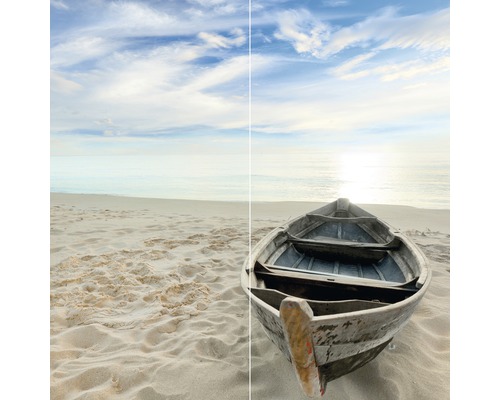 SCHULTE DecoDesign ExpressPlus douchewandpaneel, foto van een roeiboot op het strand, 210 x 90 cm, EP1900922 639
