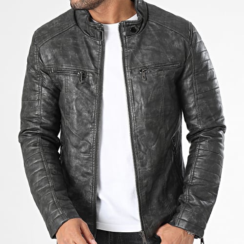 Veste Biker Gris Chiné
