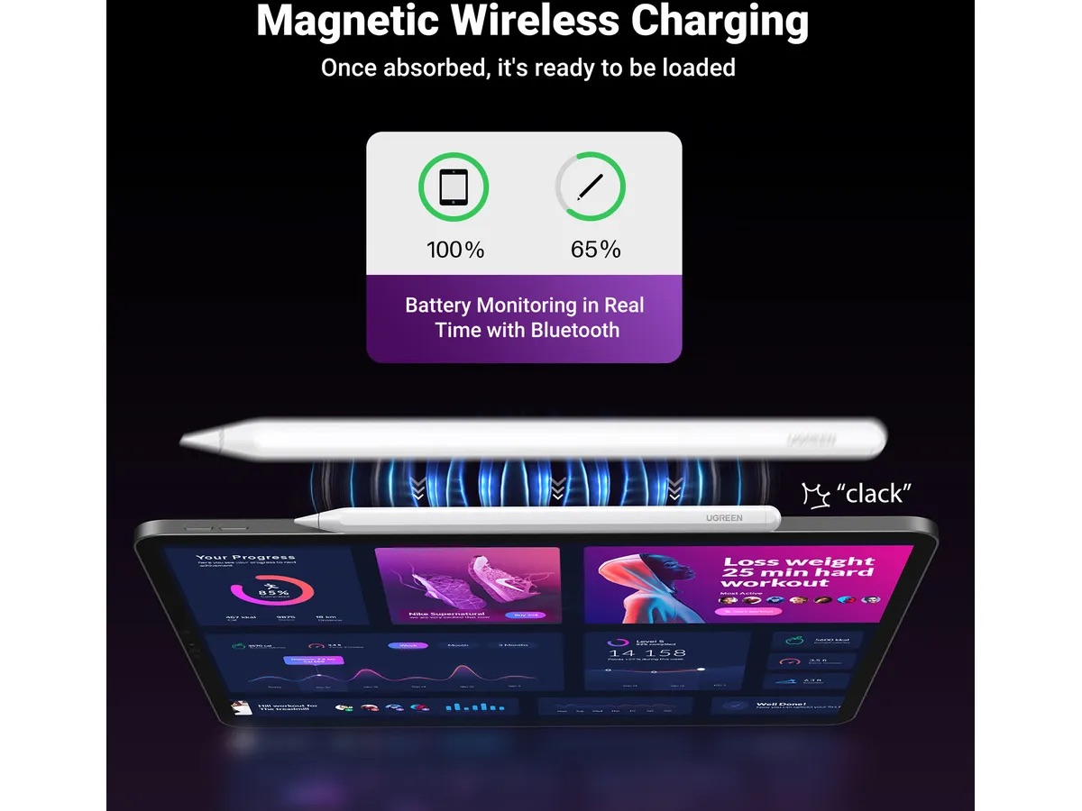 Magnetischer Touch Pen Stylus Pencil mit Handballenerkennung   Tiltfunktion / Neigungssensitivität für iPad (15910) - Weiss