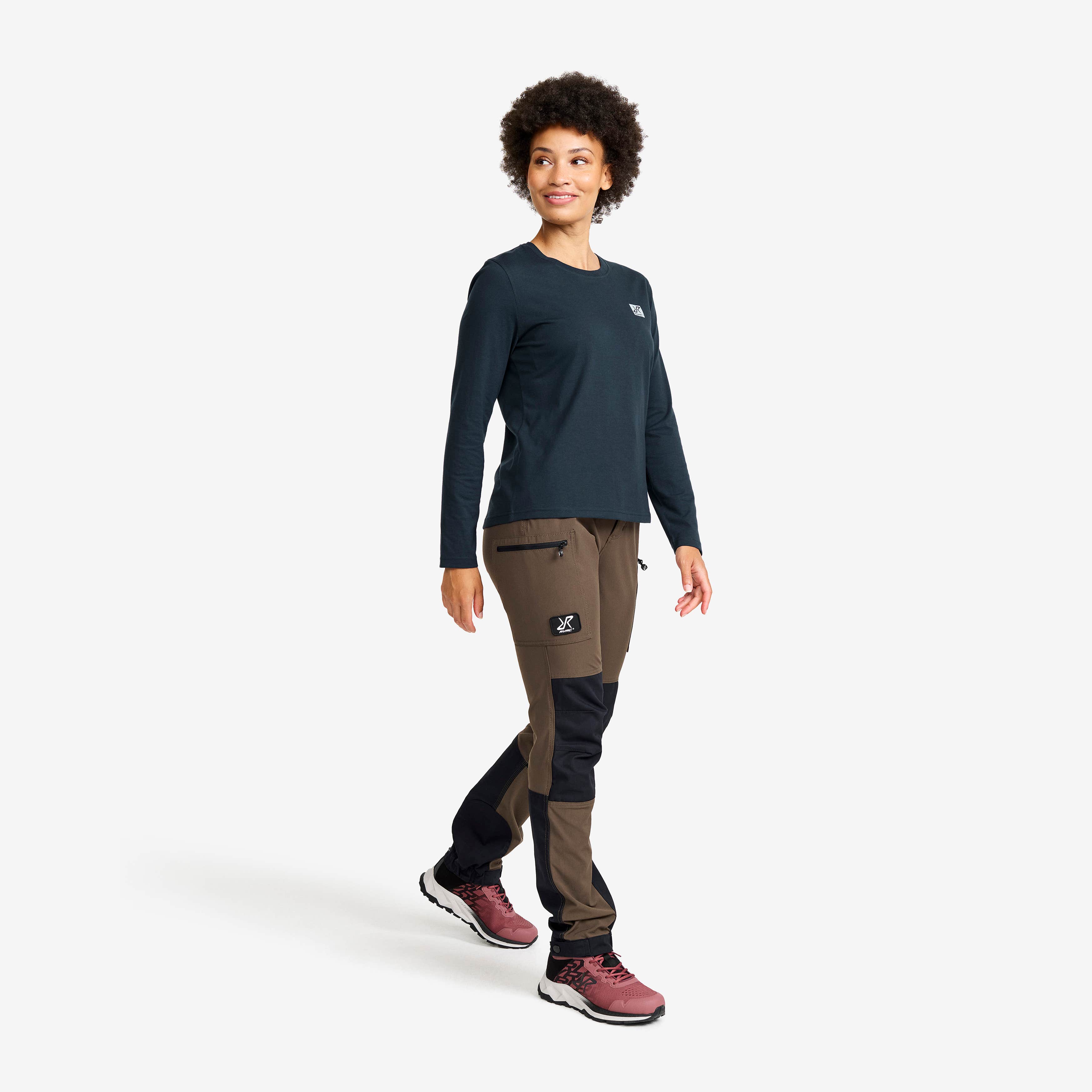 Easy Graphic Landscape Lines Long-sleeved T-shirt Dame Blueberry