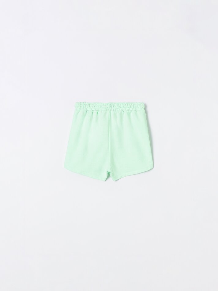 Conjunto de 2 shorts de pelúcia lisos e básicos - Verde Fluorescente