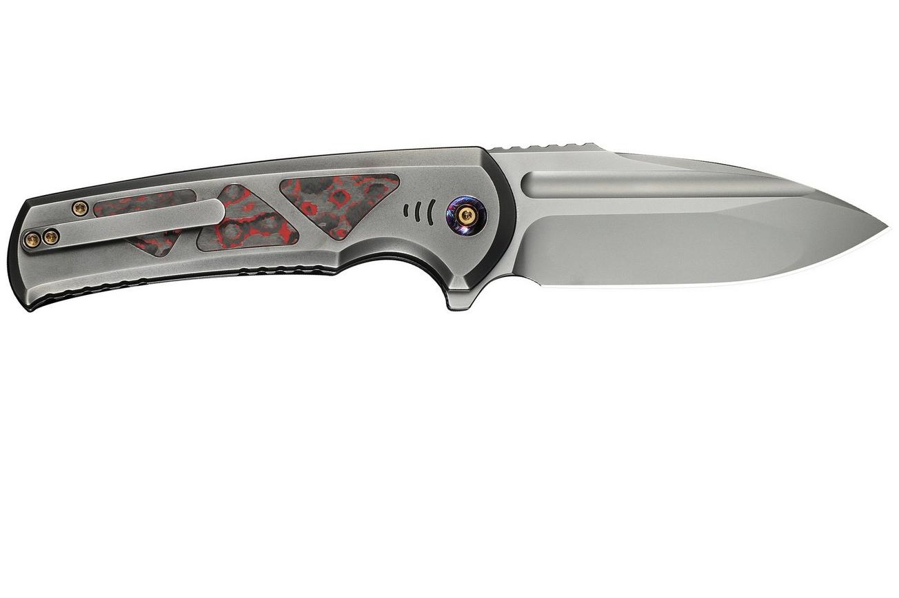 WE Knife Sylox WE24027-3 Bead Blasted, Polished Gray Titanium Lava Flow Fat Carbon Inlay, zakmes