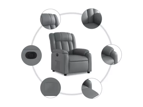 Fauteuil inclinable électrique Gris Similicuir
