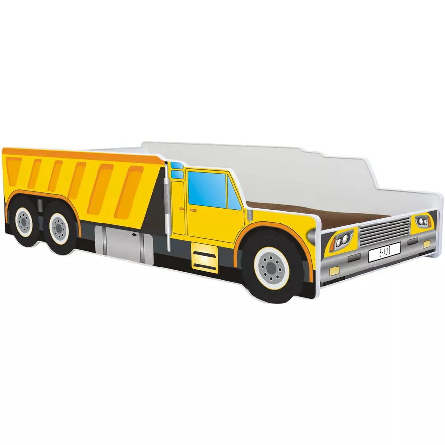 Kids Collective Autobett 80x160 cm Spielbett Kinderbett mit Rausfallschutz und Lattenrost gelb